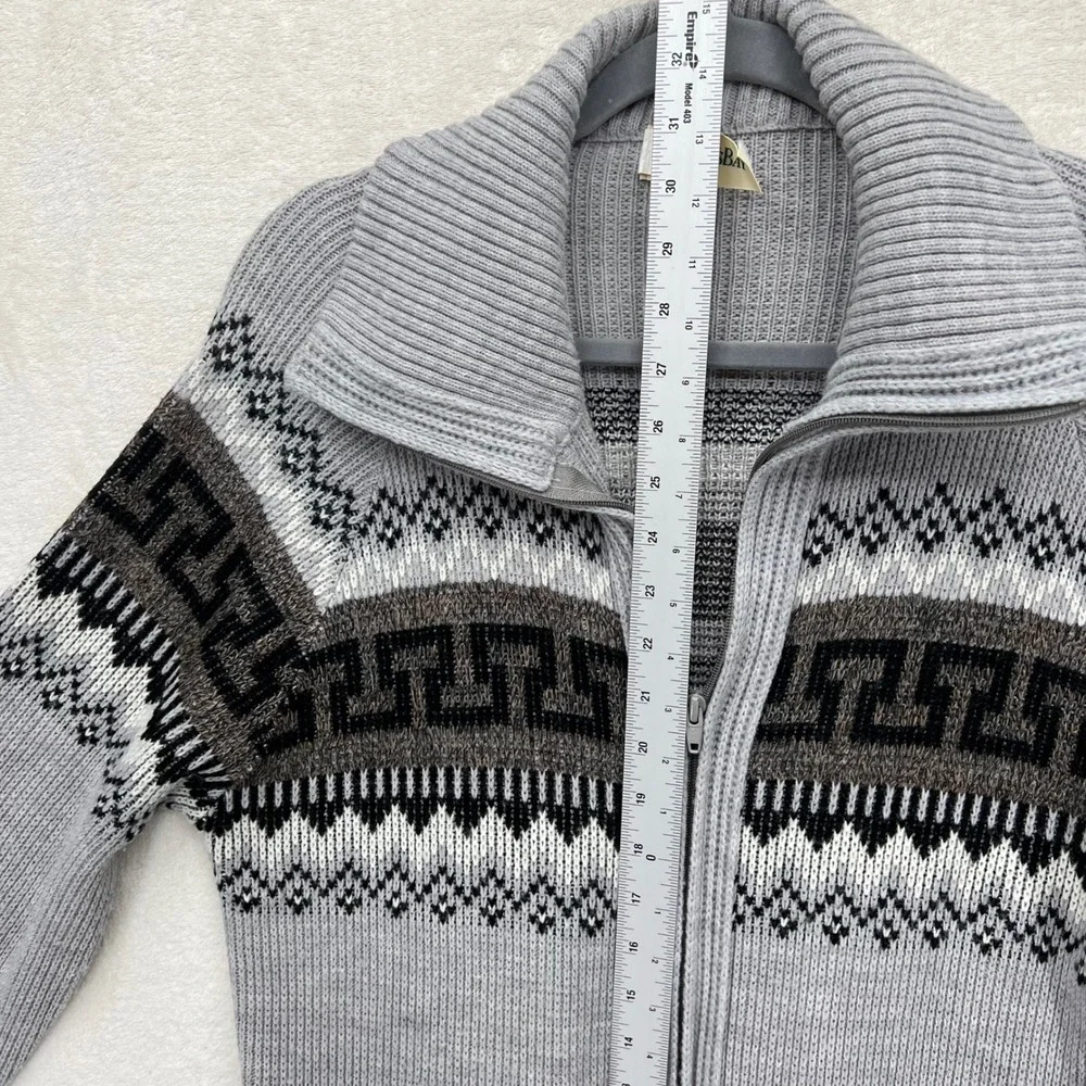 VTG USA St John's Bay Grandpa Cardigan Sweater Full Zip‎ Aztec Retro Gray Chunky - Picture 5 of 6